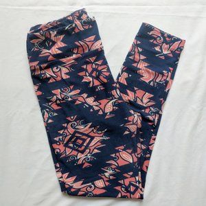 LuLaRoe Orange & Black Tribal/Aztec/Geometric Leggings OS